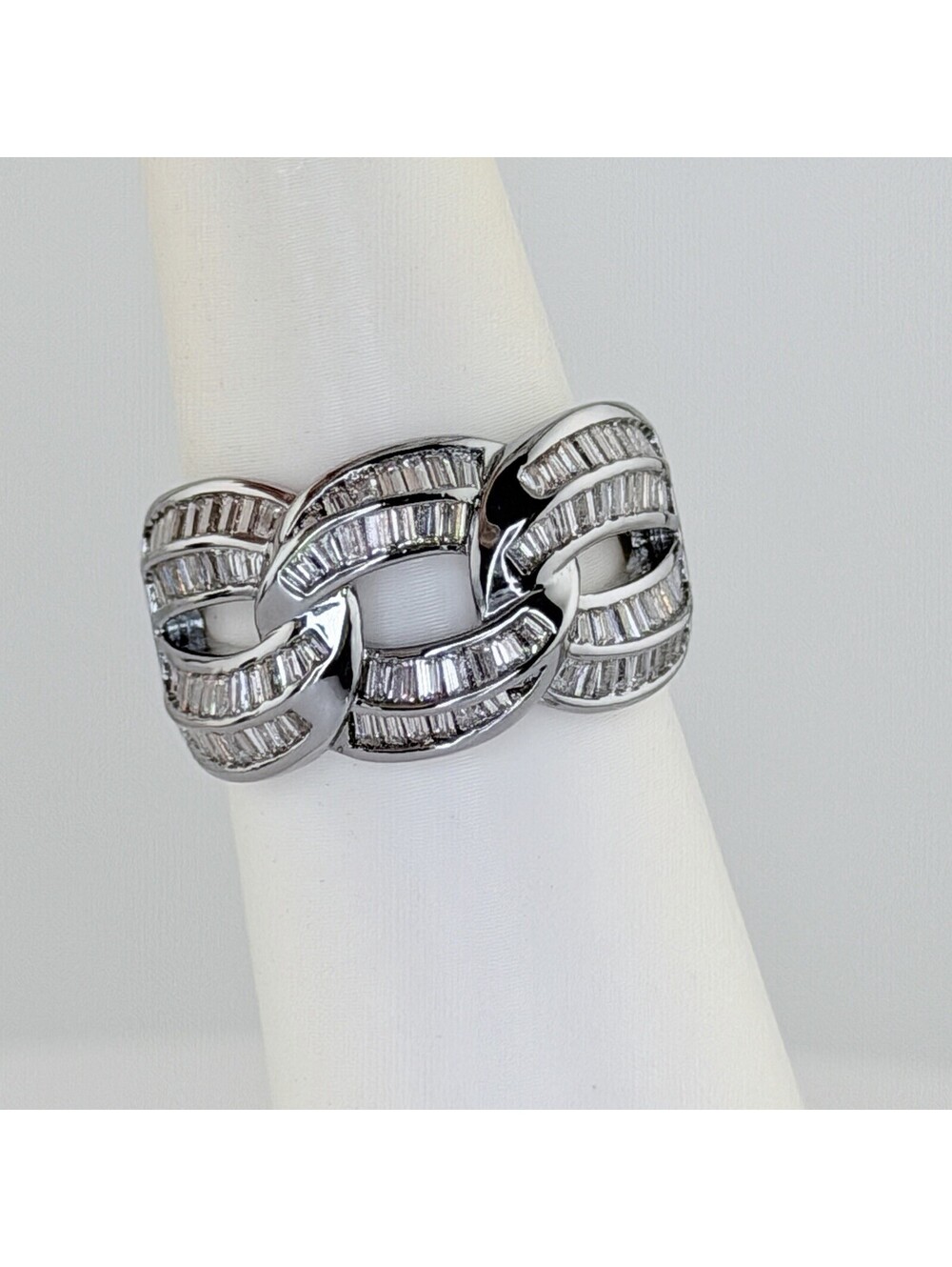 Bomb Party Ring Sz 10 UNICORN ALERT! RG49282 Clear Cz on Hematite Links